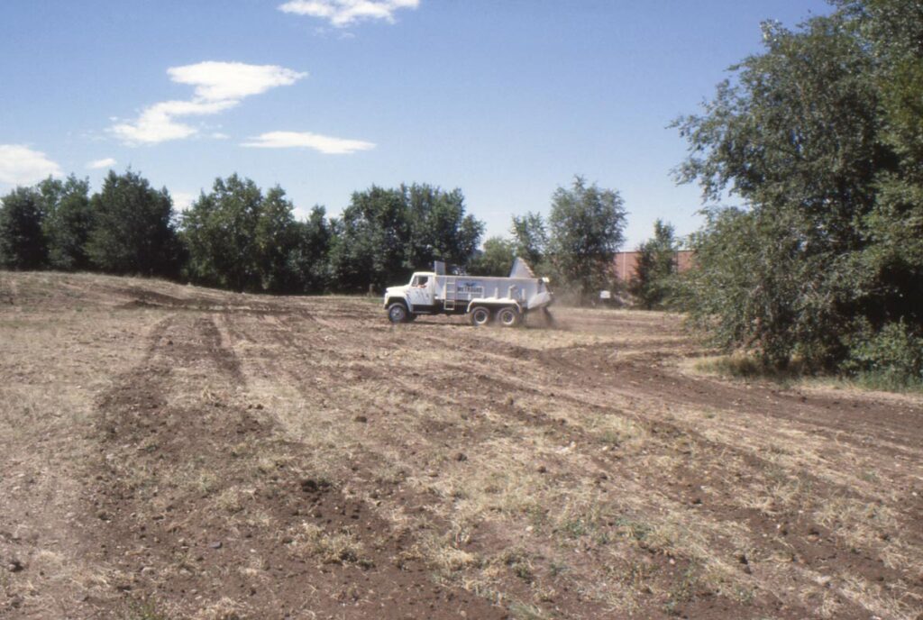 Compost application for reclamation of Overland Pond Education Park in 1985